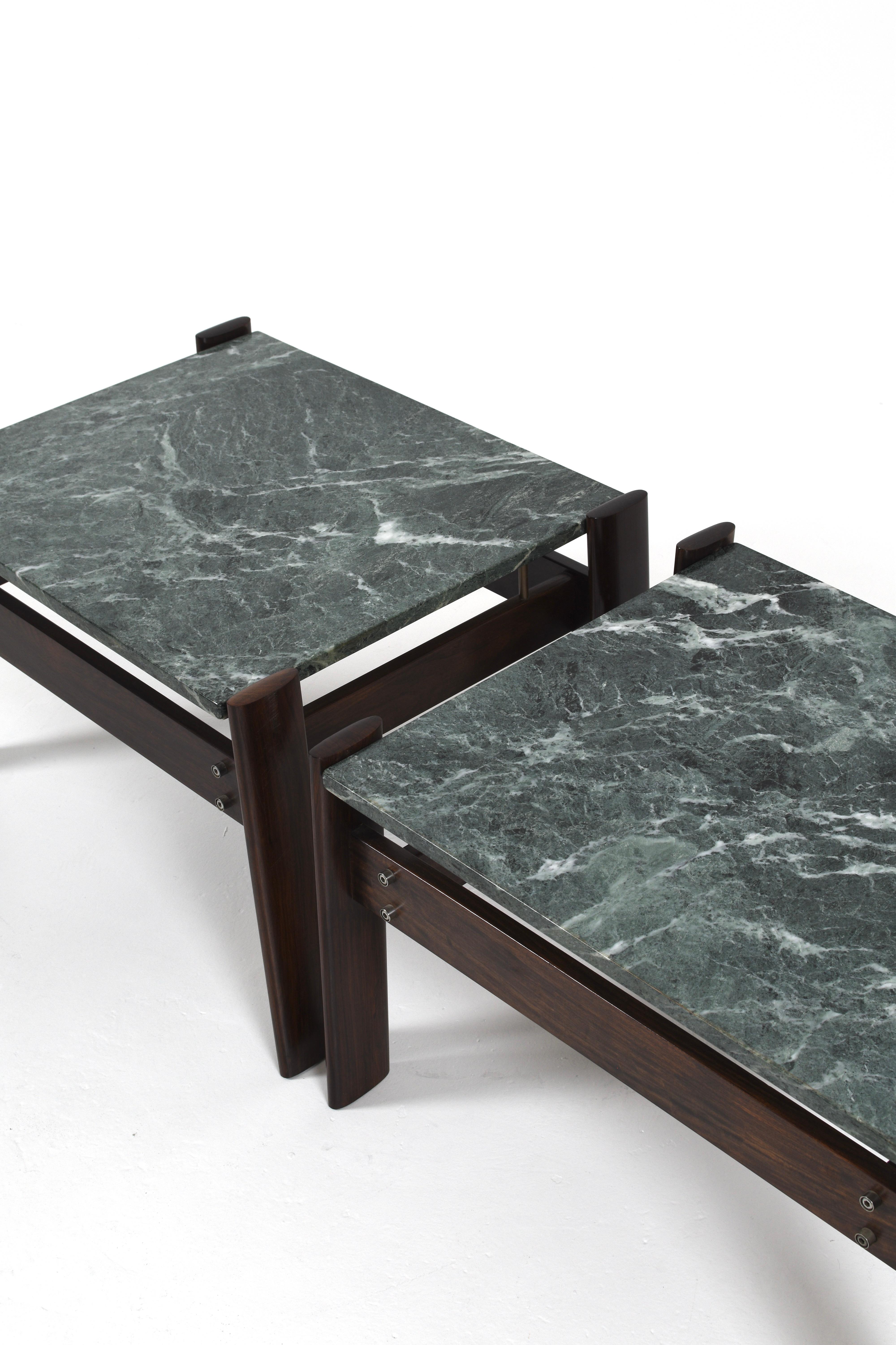 Set of 2 Percival Lafer Green Marble Side Tables, Brazil, 1970s For Sale 3