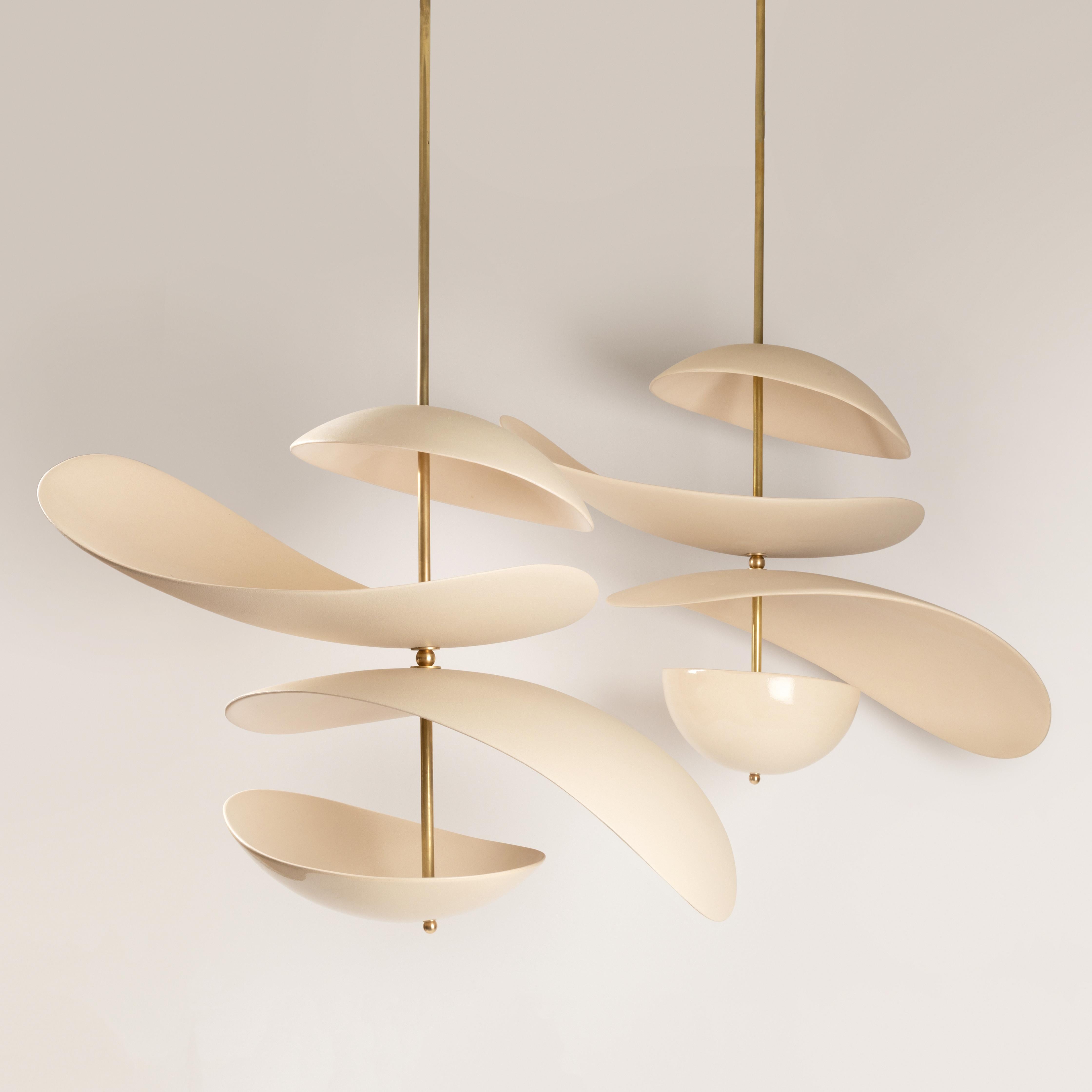 Set of 2 Petal Pendants by Elsa Foulon
Dimensions: D 75 x H 50 cm 
Materials: Ceramic, Brass
Unique Piece
Also available in different options: Bowl or Cup (lower part).

All our lamps can be wired according to each country. If sold to the USA it