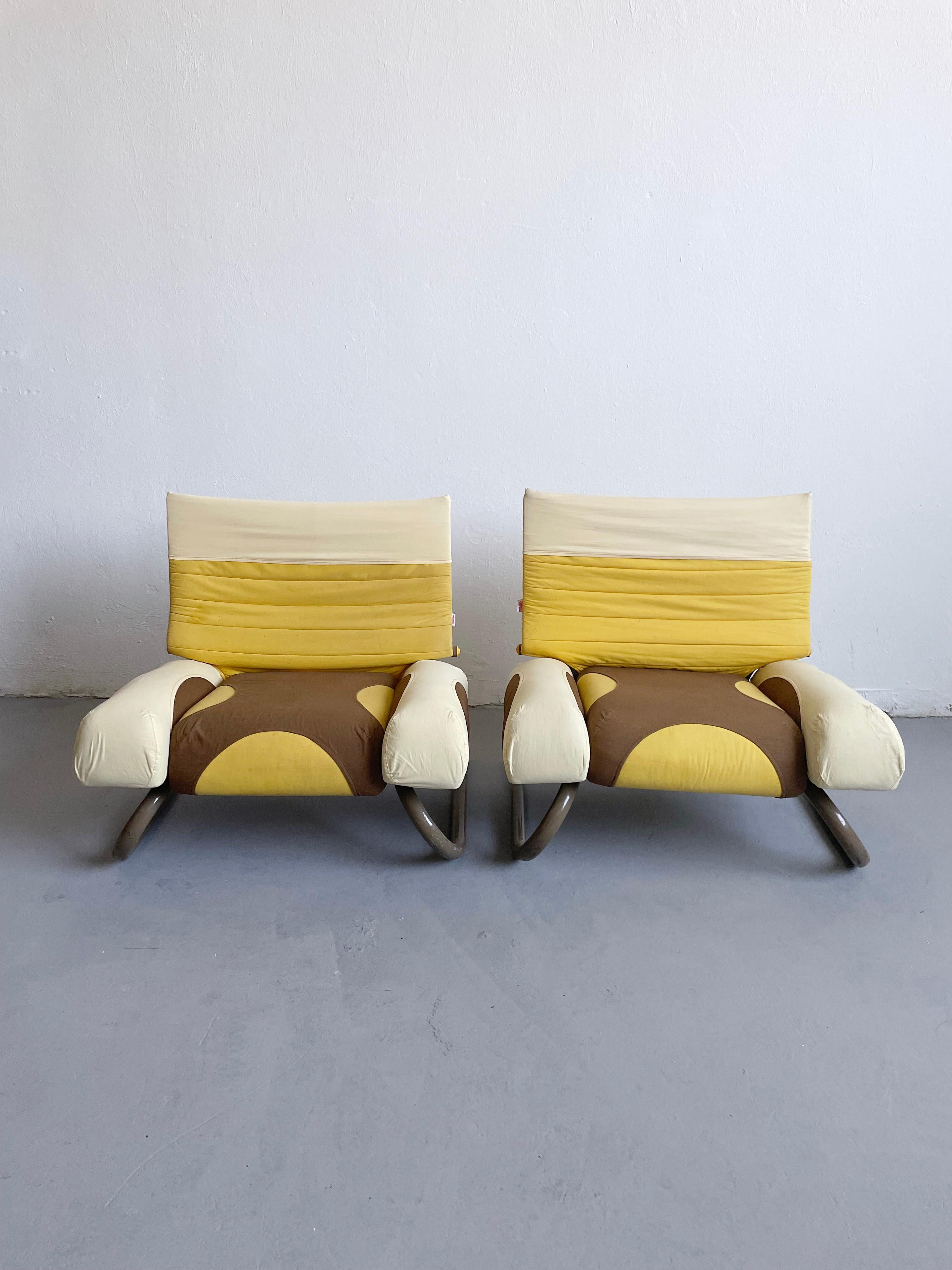 Post-Modern Set of 2 'Peter Pan' Lounge Chairs, Michele De Lucchi for Thalia&Co, Italy, 1982 For Sale