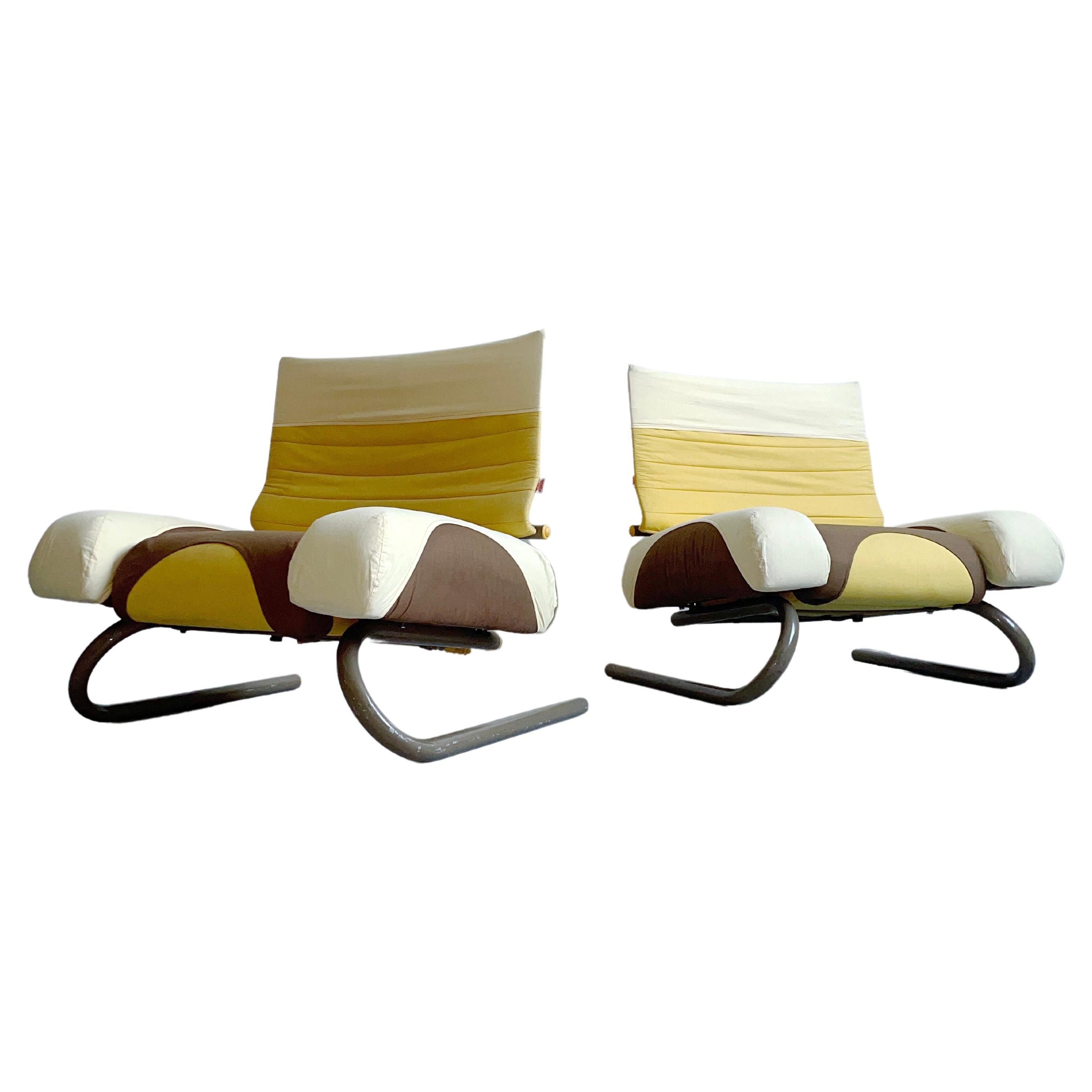 Set of 2 'Peter Pan' Lounge Chairs, Michele De Lucchi for Thalia&Co, Italy, 1982