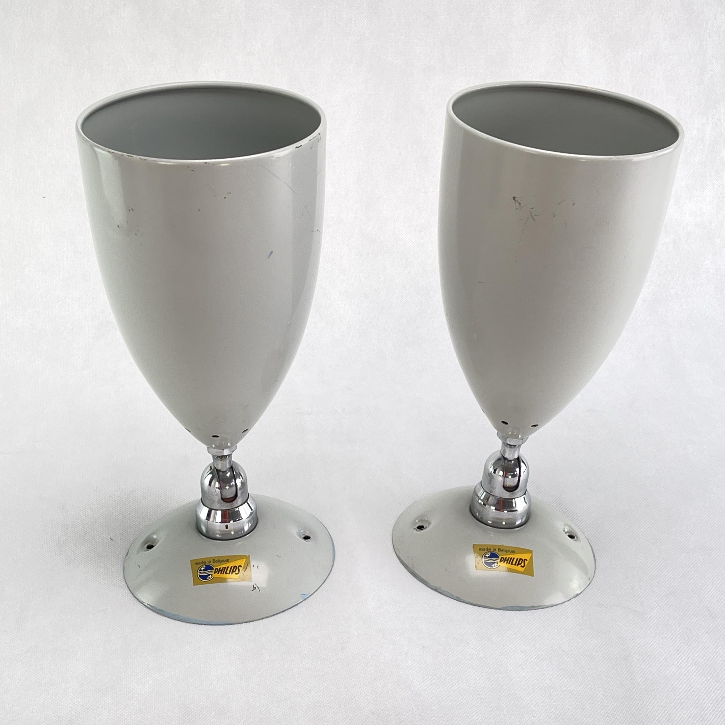 Mid-20th Century Set of 2 Philips ceiling or wall lamps spotlights, 1960s For Sale