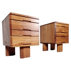 Set of 2 Pierre Chapo "R40" cabinets in solid Elm, France, 1970s