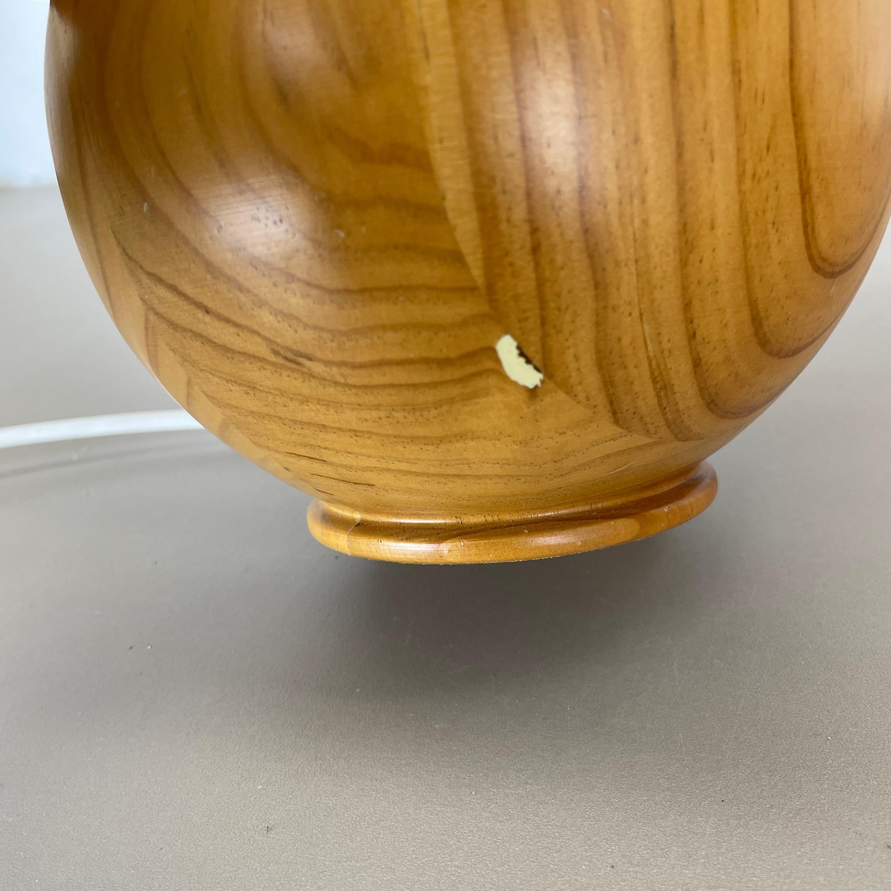 set of 2 Pierre CHAPO Style solid pine wood ball form table lights, Sweden 1970s For Sale 8