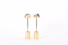 Set of 2 Pierre Forsell Aniara Brass Candlesticks for Skultuna Sweden, 1960s