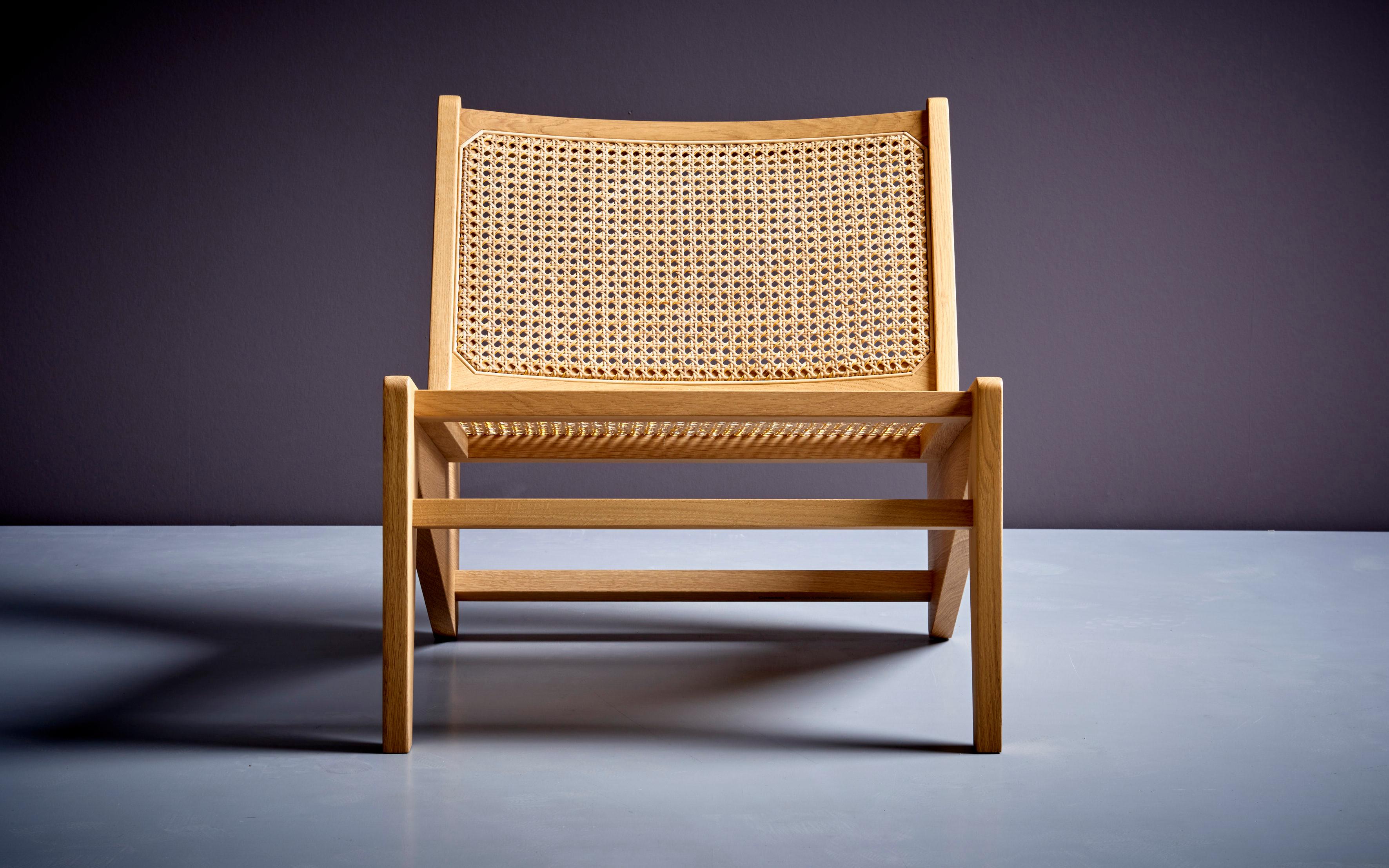 2er-Set Pierre Jeanneret Kangaroo-Stuhl aus Holz und Korbweide für Cassina im Angebot 3