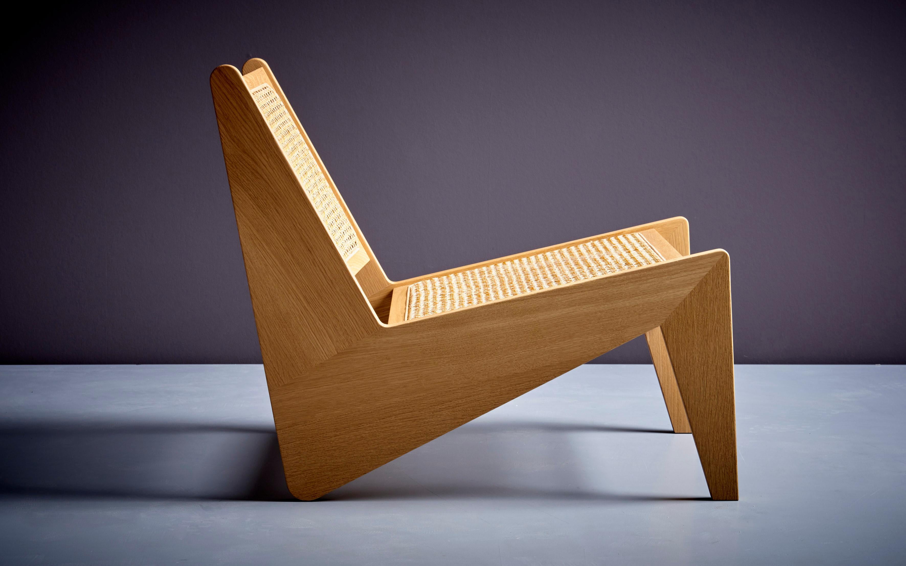 2er-Set Pierre Jeanneret Kangaroo-Stuhl aus Holz und Korbweide für Cassina im Angebot 4