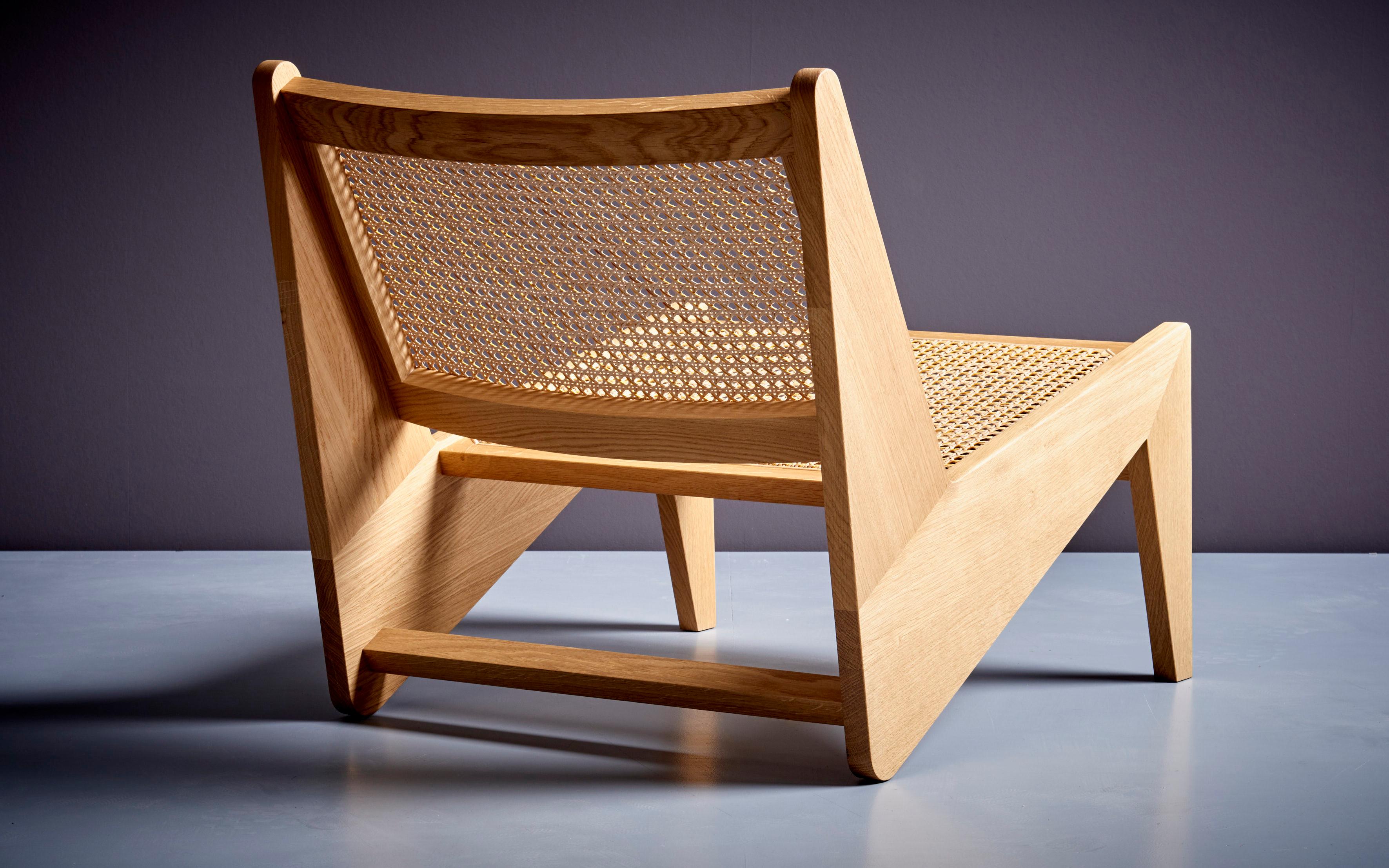 2er-Set Pierre Jeanneret Kangaroo-Stuhl aus Holz und Korbweide für Cassina im Angebot 7