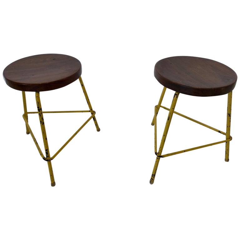 Set of 2 Pierre Jeanneret Stools, Chandigarh, circa 1950 For Sale