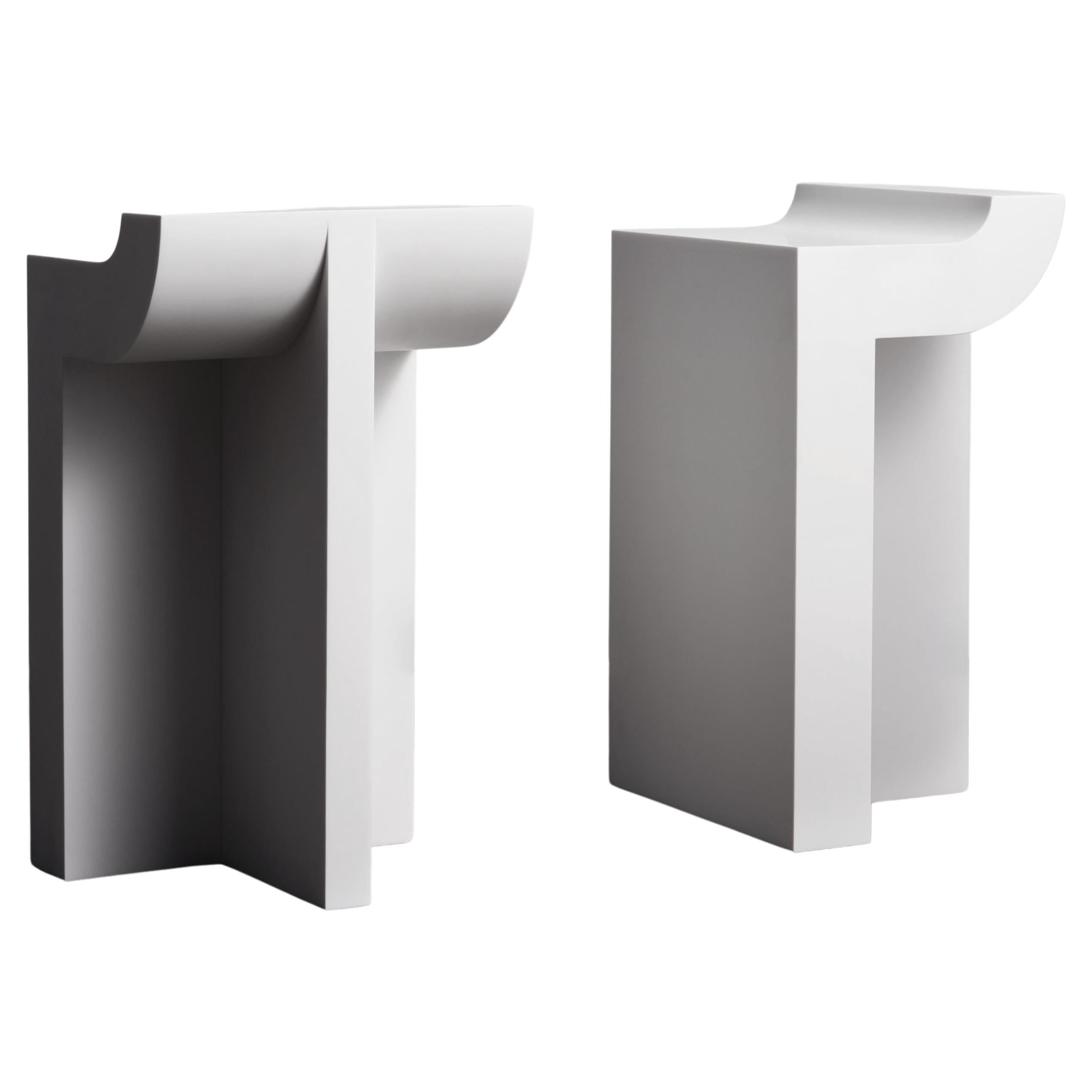 Set Of 2 Pilast Sculptural Side Tables by SNICKERIET For Sale