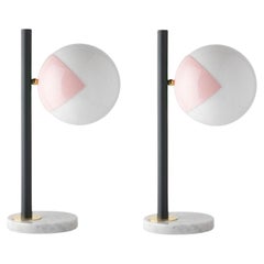 Set of 2 Pink Dimmable Table Lamps Pop-Up Black by Magic Circus Editions