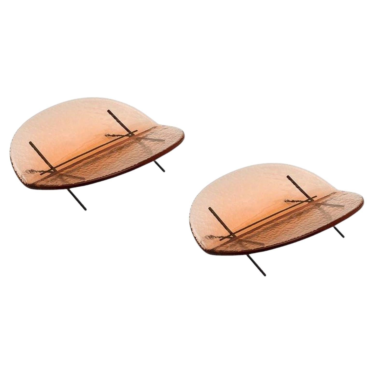 Set of 2 Pink Hakou a Trays by Mason Editions