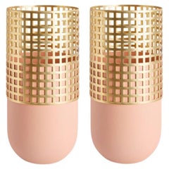 Set of 2 Pink Mia Tall Vases by Mason Editions