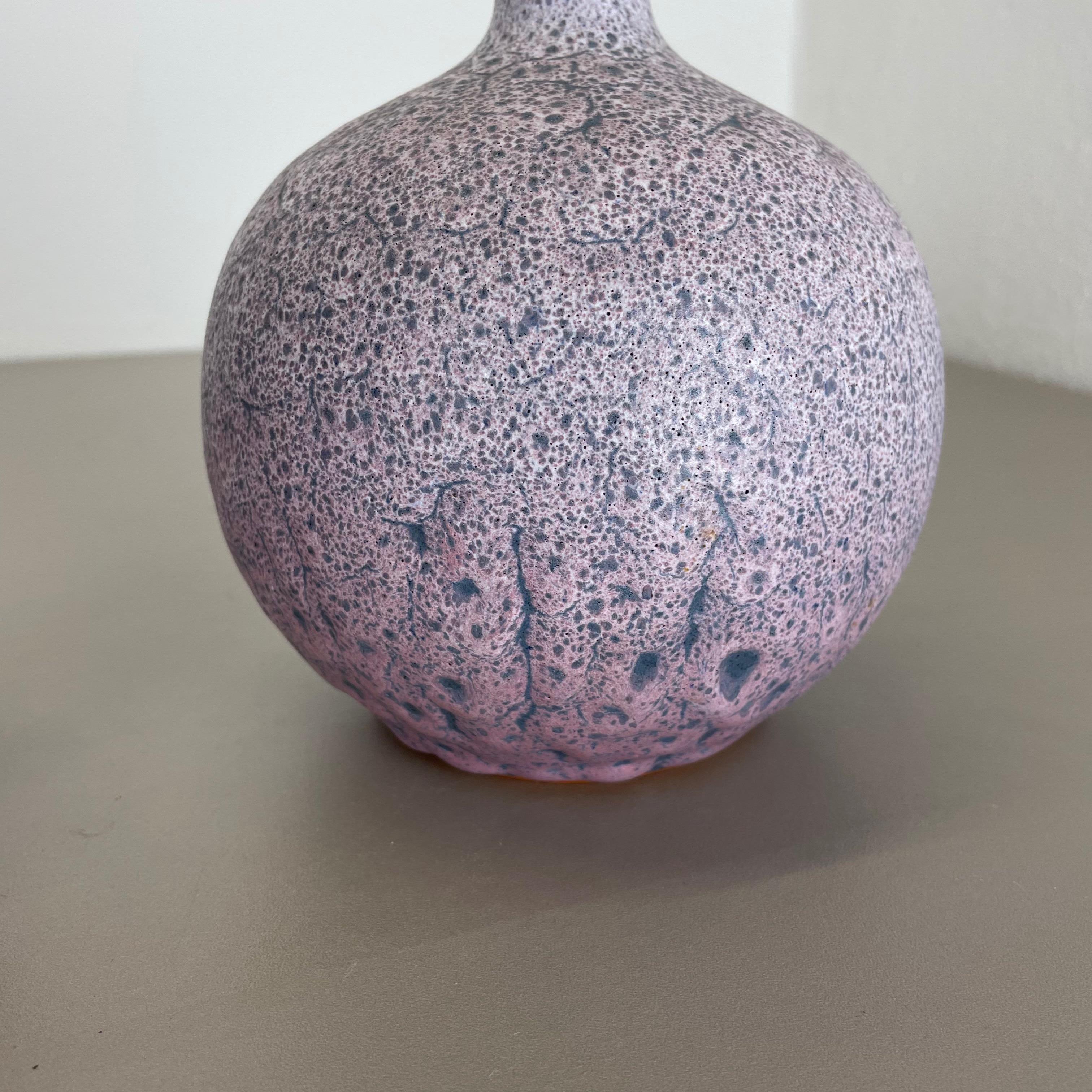 Set of 2 Pink Purple Ceramic Pottery Vase Objects by Römhild, GDR Germany 1970 For Sale 7