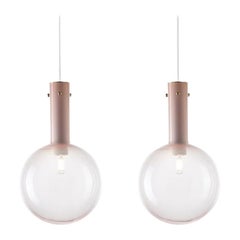 Ensemble de 2 lampes à suspension en sphaerae rose par Dechem Studio