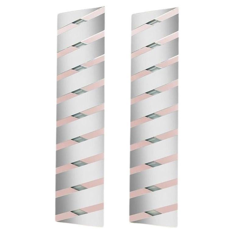 Set of 2 Pink Twill Mirrors by Mason Editions