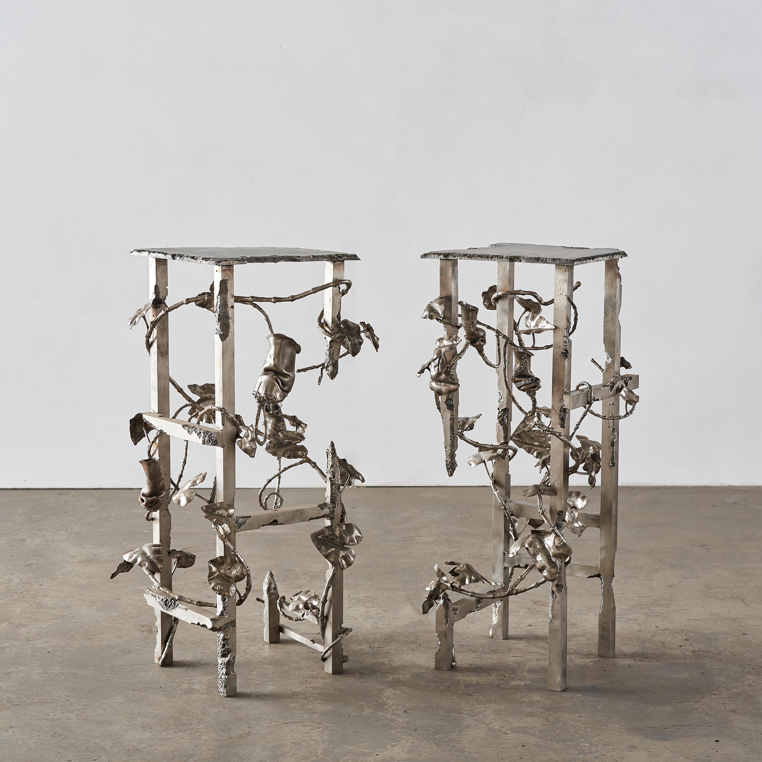 Set of 2 Pitcher Plinths by Michael Gittings
One of a Kind
Dimensions: D 30 x W 30 x H 78 cm
Materials: Stainless steel.

Michael Gittings
Melbourne based designer Michael Gittings aims to Challenge pre-conceptions around furniture, creating