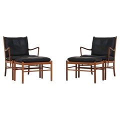 Set of 2 PJ 149 Easychairs with Stools by Ole Wanscher