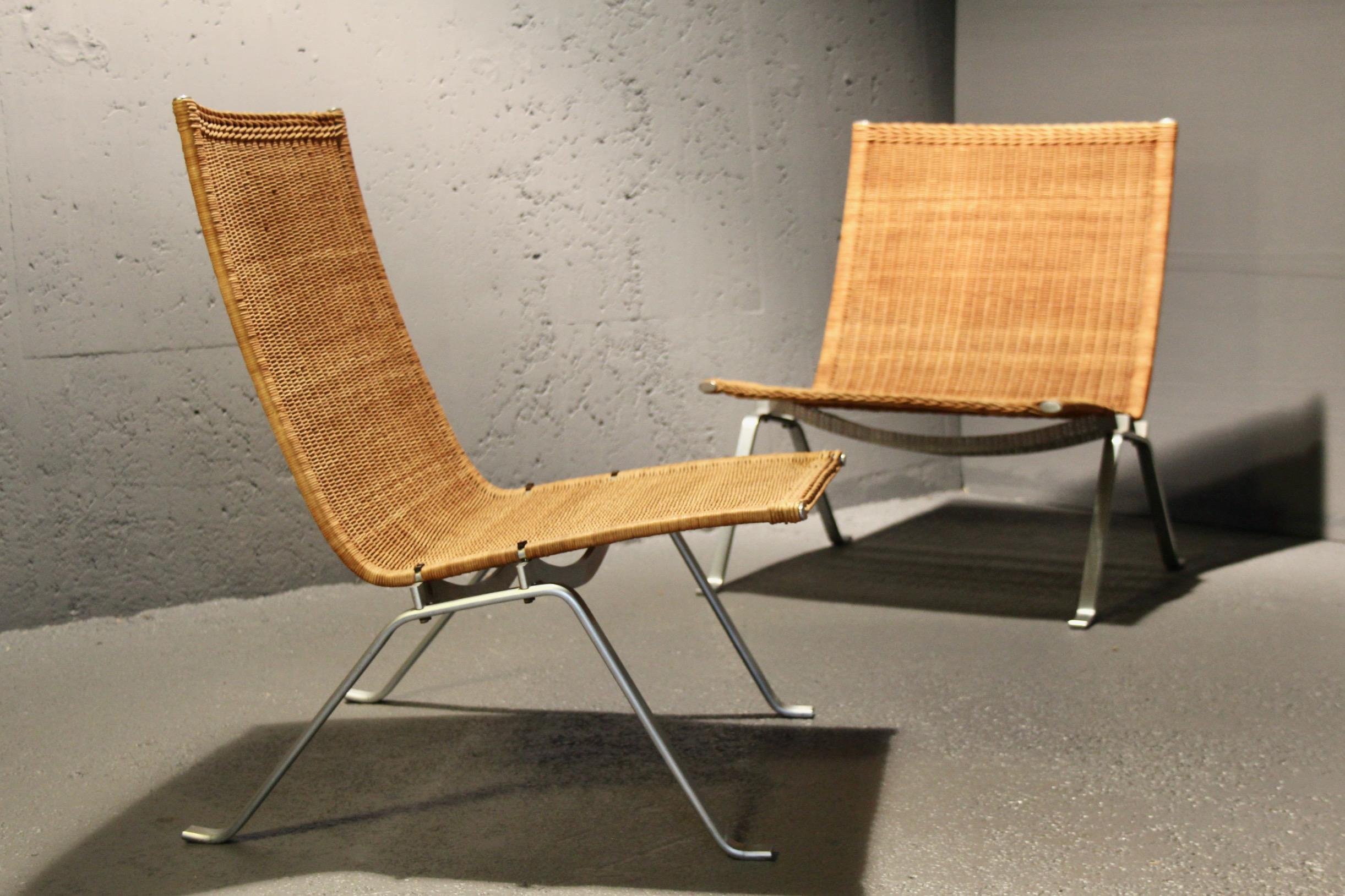 Set di 2 sedie PK 22 di Poul Kjaerholm per E. Kold Christensen, Danimarca, 1955 In condizioni buone in vendita a grand Lancy, CH