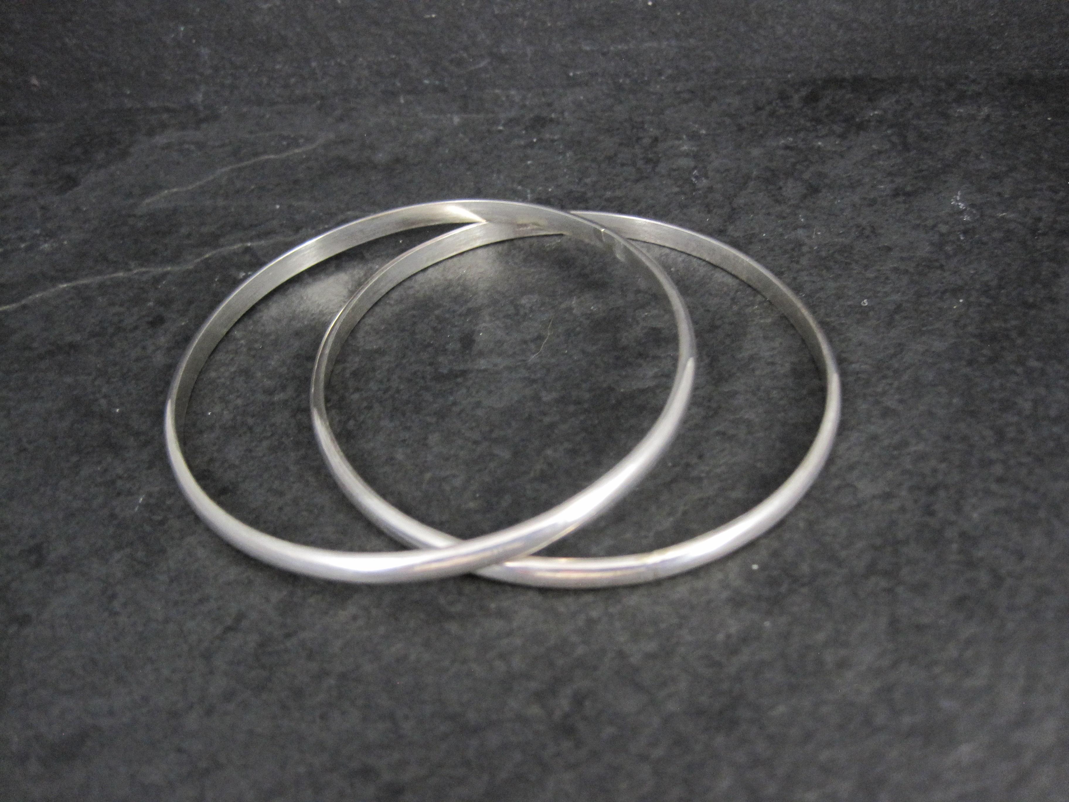 Nativo americano Set di 2 braccialetti semplici Navajo in argento sterling da 7,75