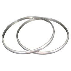 Set of 2 Plain Navajo Bangle Bracelets Sterling Silver 7.75" (en anglais) 