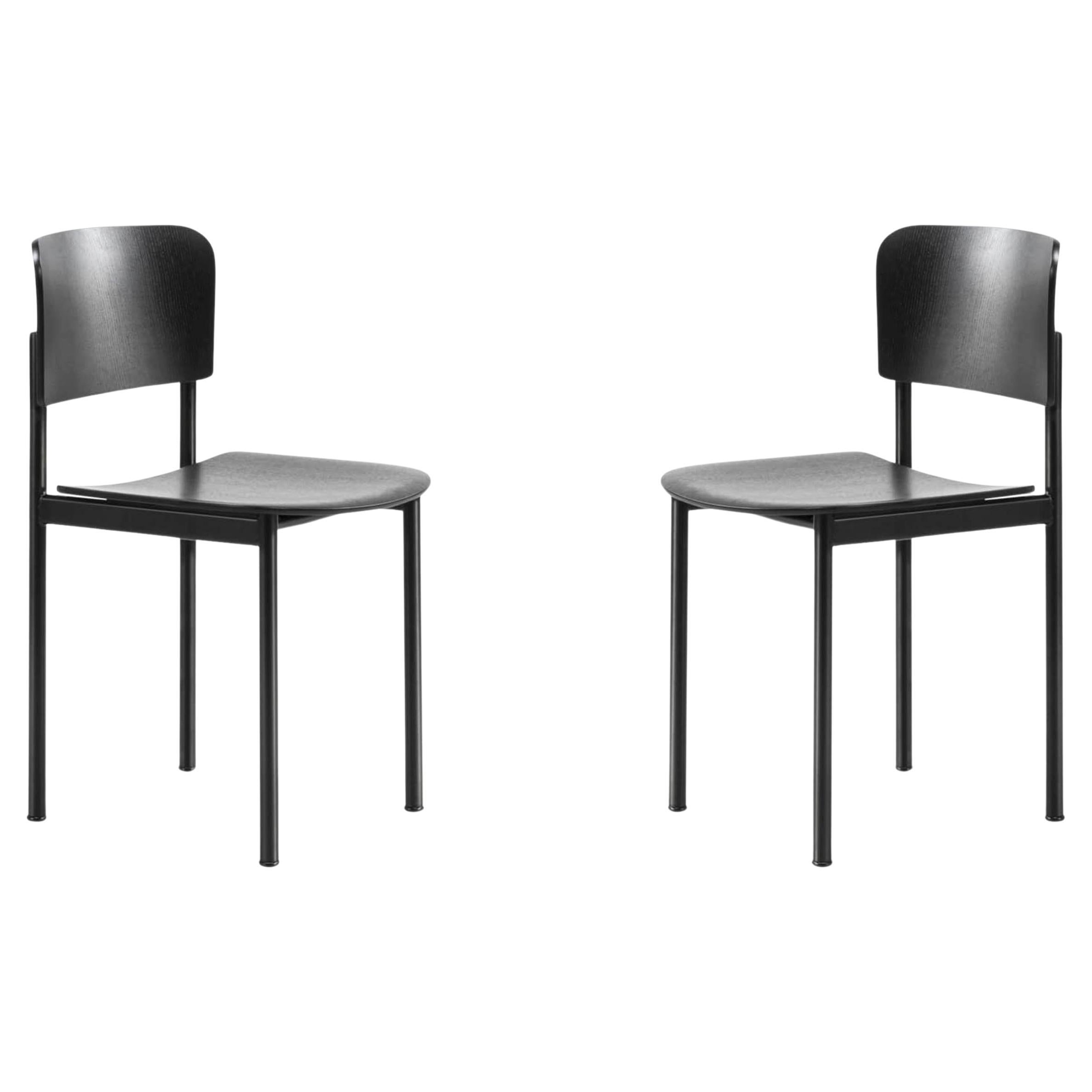 Pair of Plan Chairs, Black Ash /Black Steel, Edward Barber & Jay Osgerby