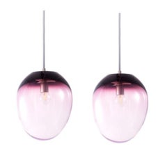 Set of 2 Planetoide Astrea Purple Iridescent Pendants by Eloa