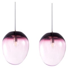 Set of 2 Planetoide Astrea Purple Iridescent Pendants by Eloa