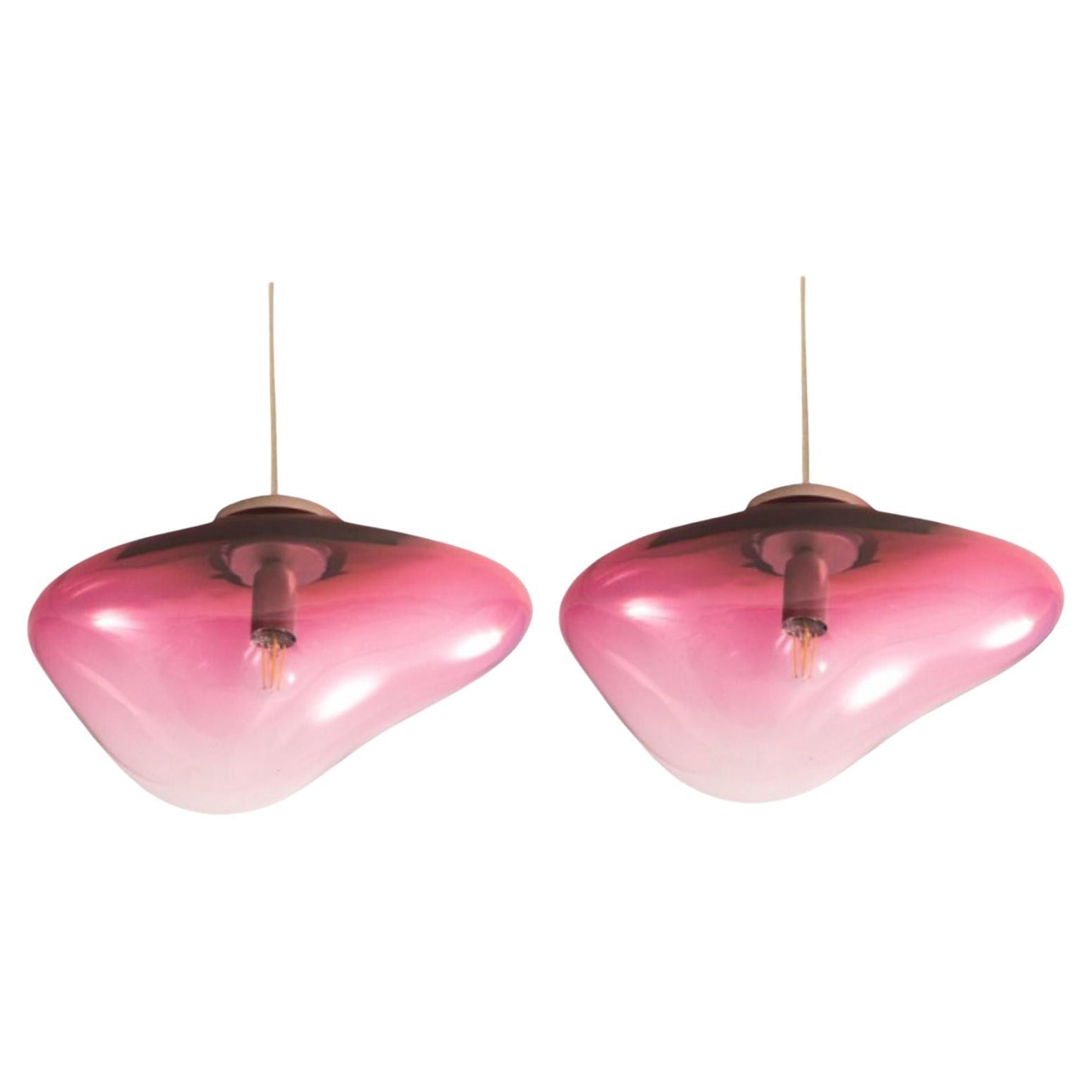 Set of 2 Planetoide Erosi Brilliant Ruby Pendants by Eloa For Sale