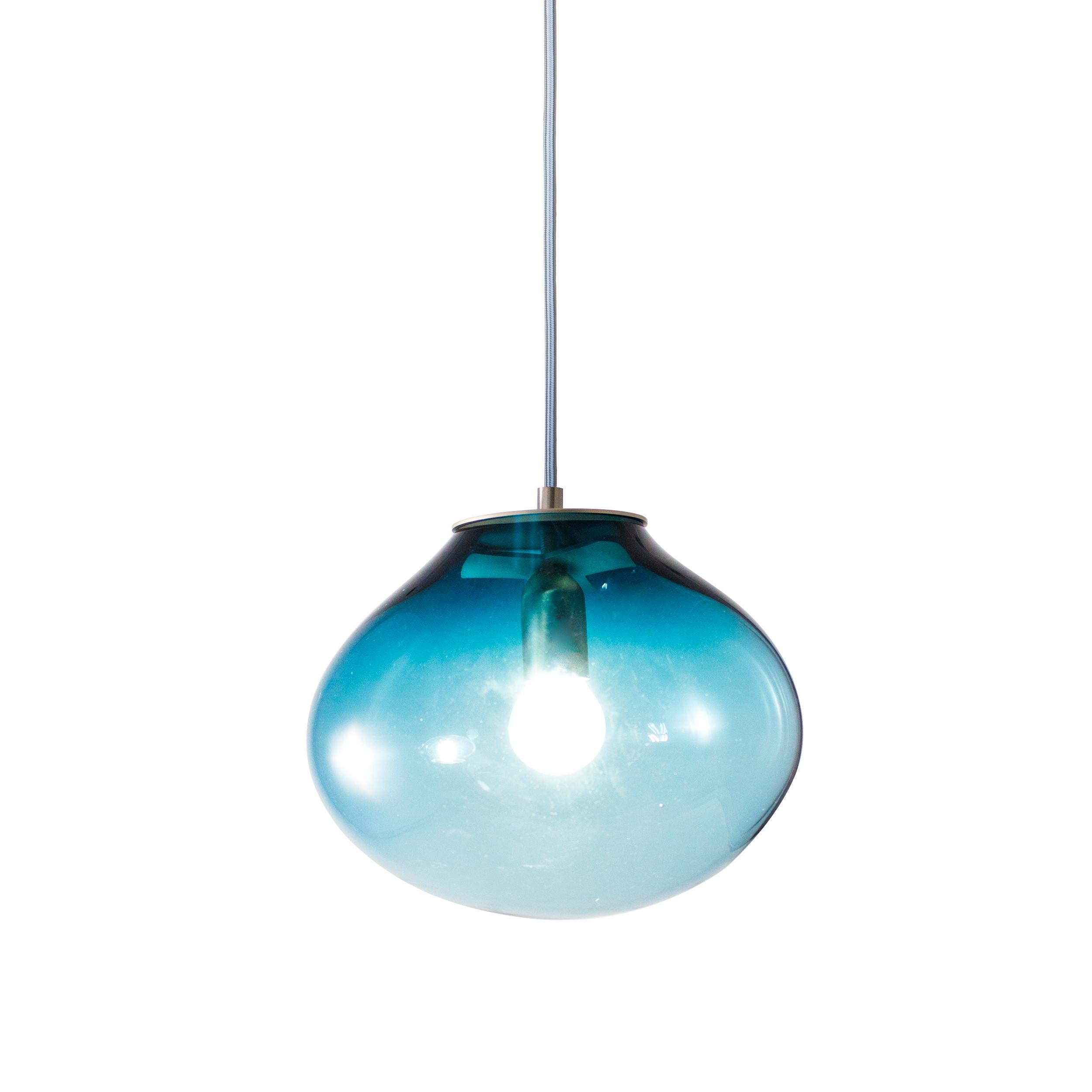 Contemporary Set of 2 Planetoide Palasi Petrol Pendants by Eloa For Sale