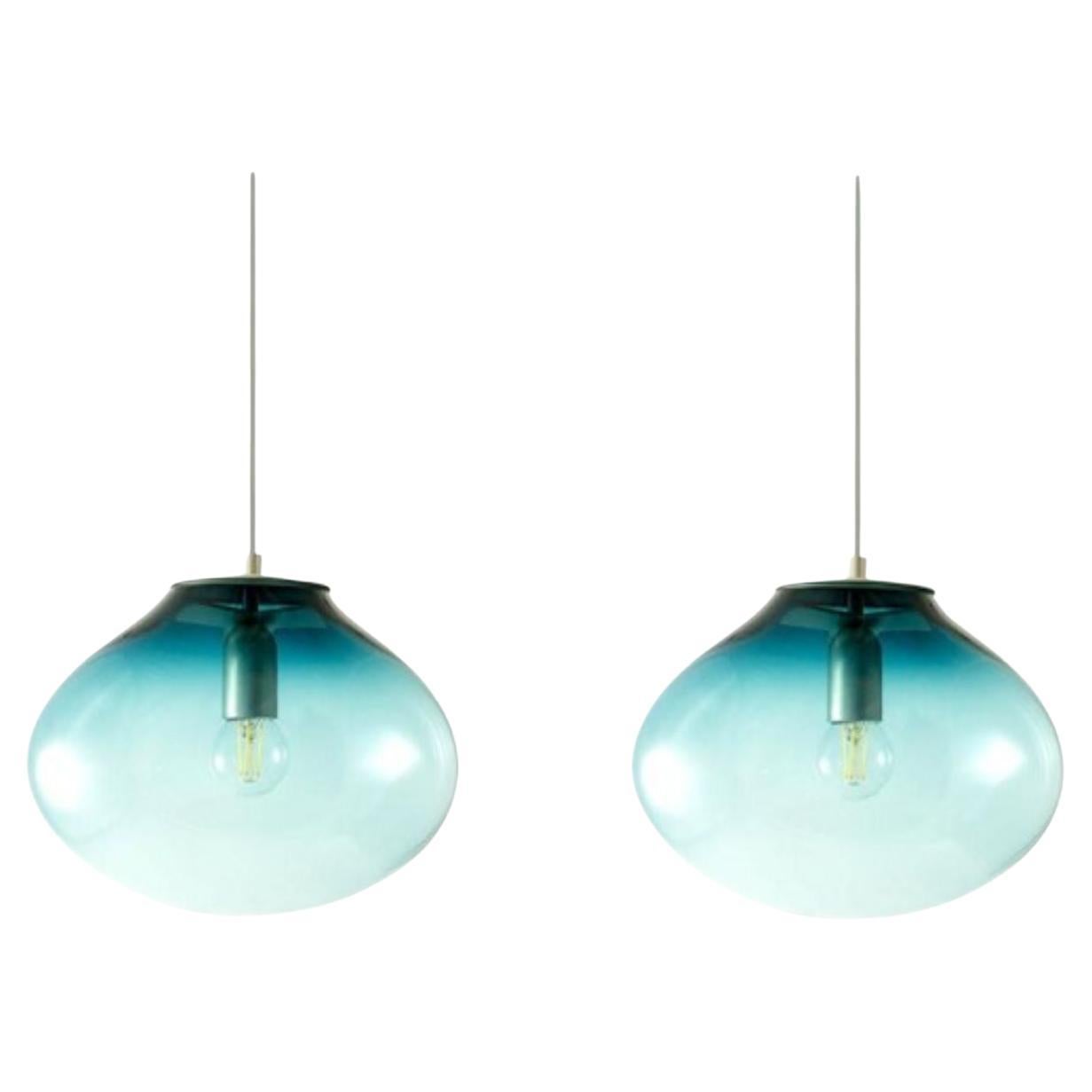 Set of 2 Planetoide Palasi Petrol Pendants by Eloa For Sale