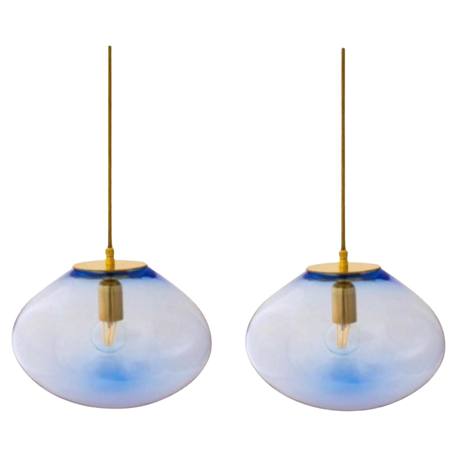 Set of 2 Planetoide Vesta Steel Blue Pendants by Eloa