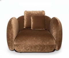 Contemporary Oversized Lounge Chair In Velvet, Ciarmoli Queda Studio