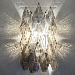 Ensemble de 2 appliques murales en verre fumé Poliedri