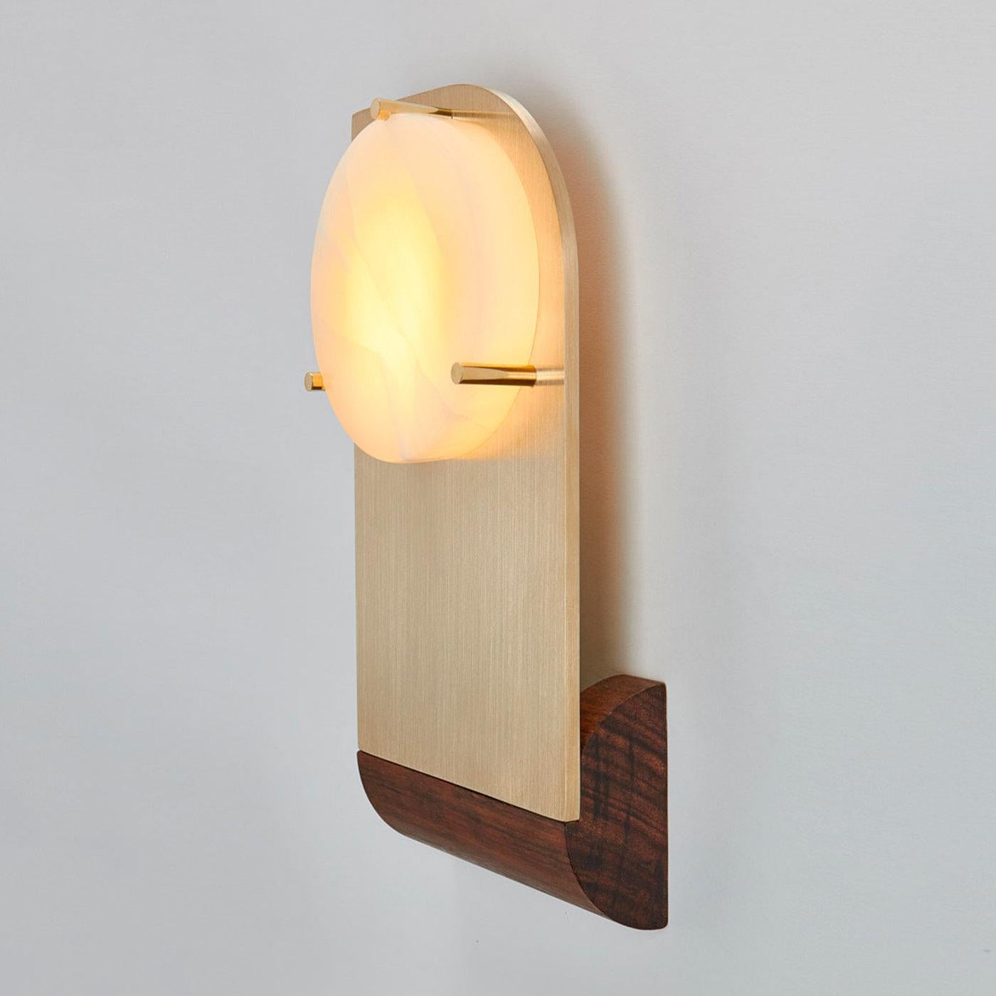 Italian Set of 2 Polifemo Sculptural Brass and Alabaster Sconces by Silvio Mondino Studi For Sale