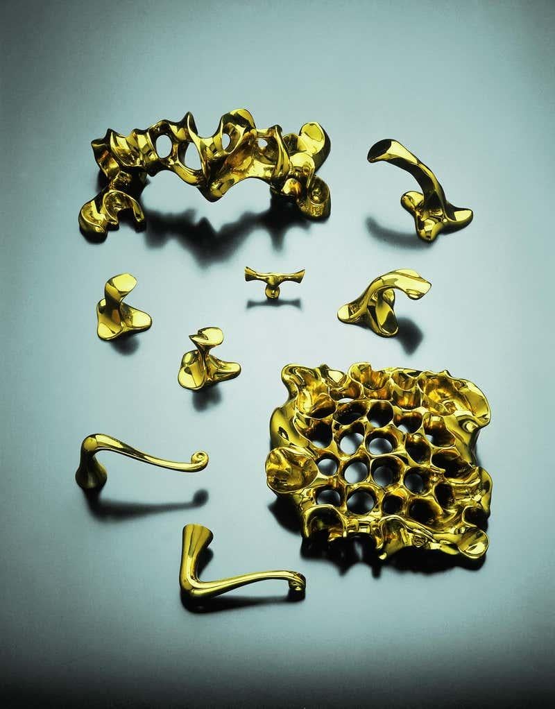 Espagnol Lot de 2 poignées de porte Batlló en laiton massif poli d'Antoni Gaudi en vente