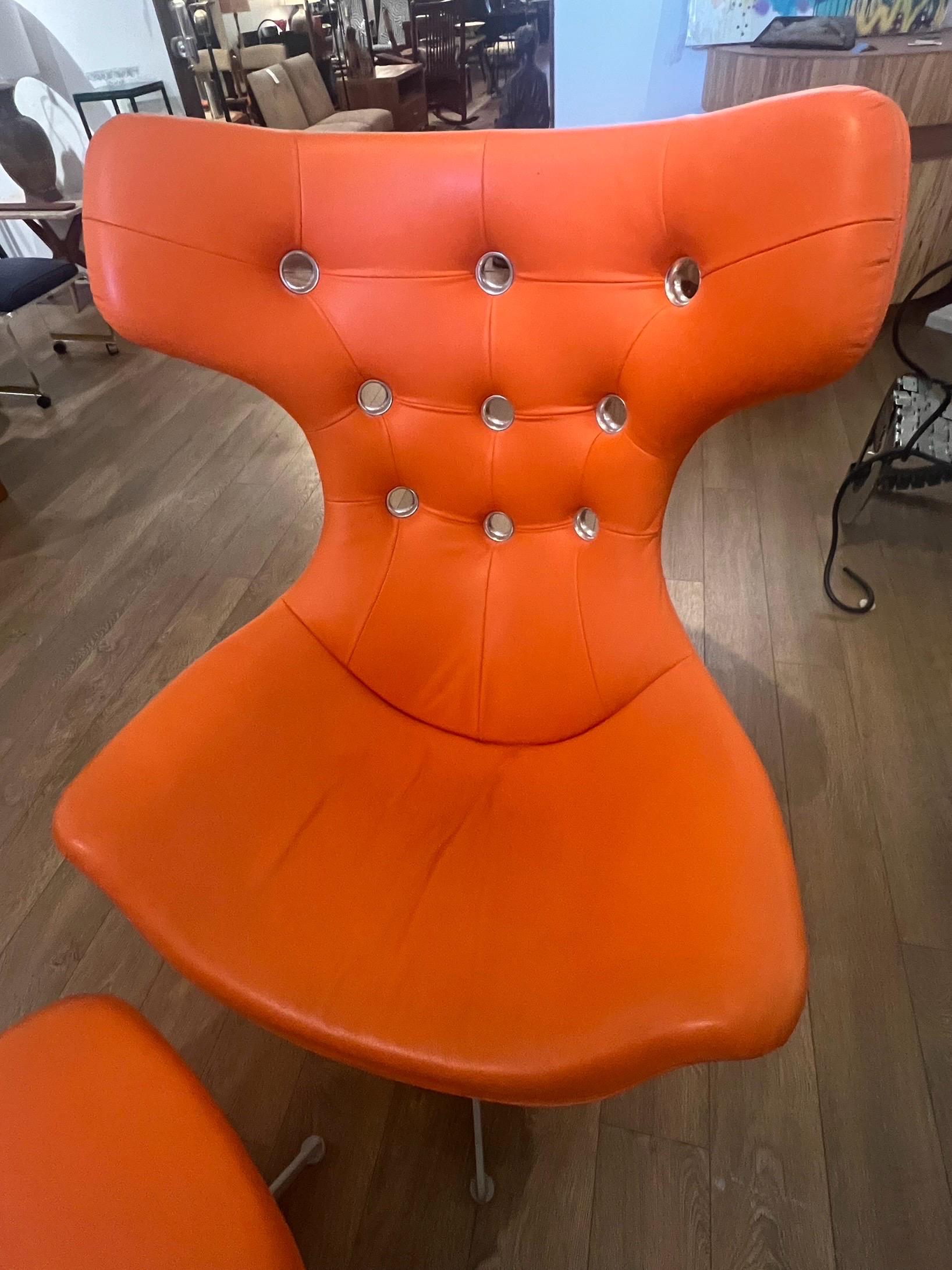 Set of 2 Poltrona Frau Regina Leather Lounge Chair & Ottoman 2 Sets Available  1