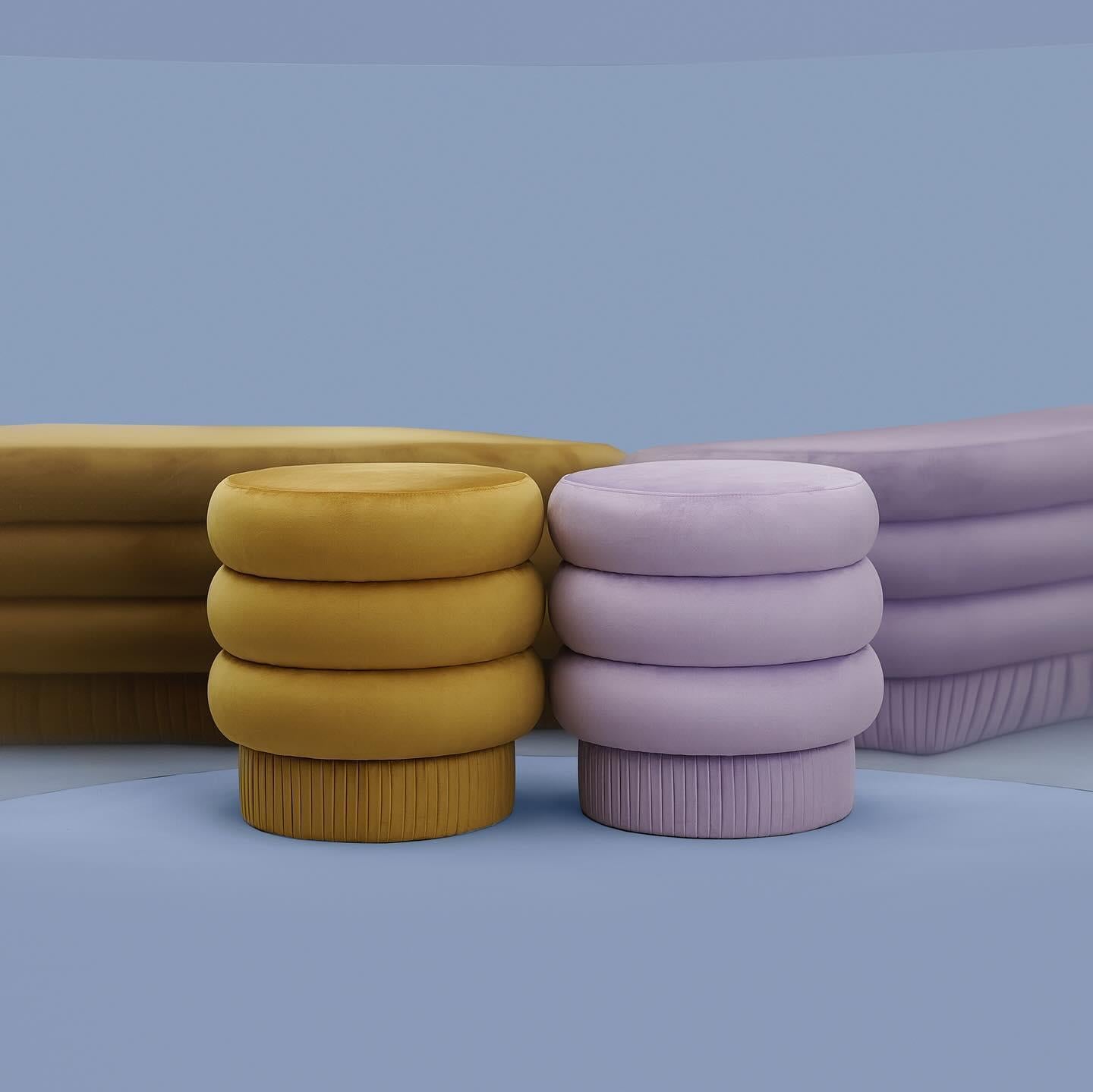 2er-Set Pompa Contemporary Skulpturale Poufs aus Samt von Houtique im Angebot 9