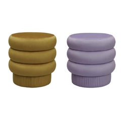 Lote de 2 pufs esculturales contemporáneos de terciopelo Pompa by Houtique