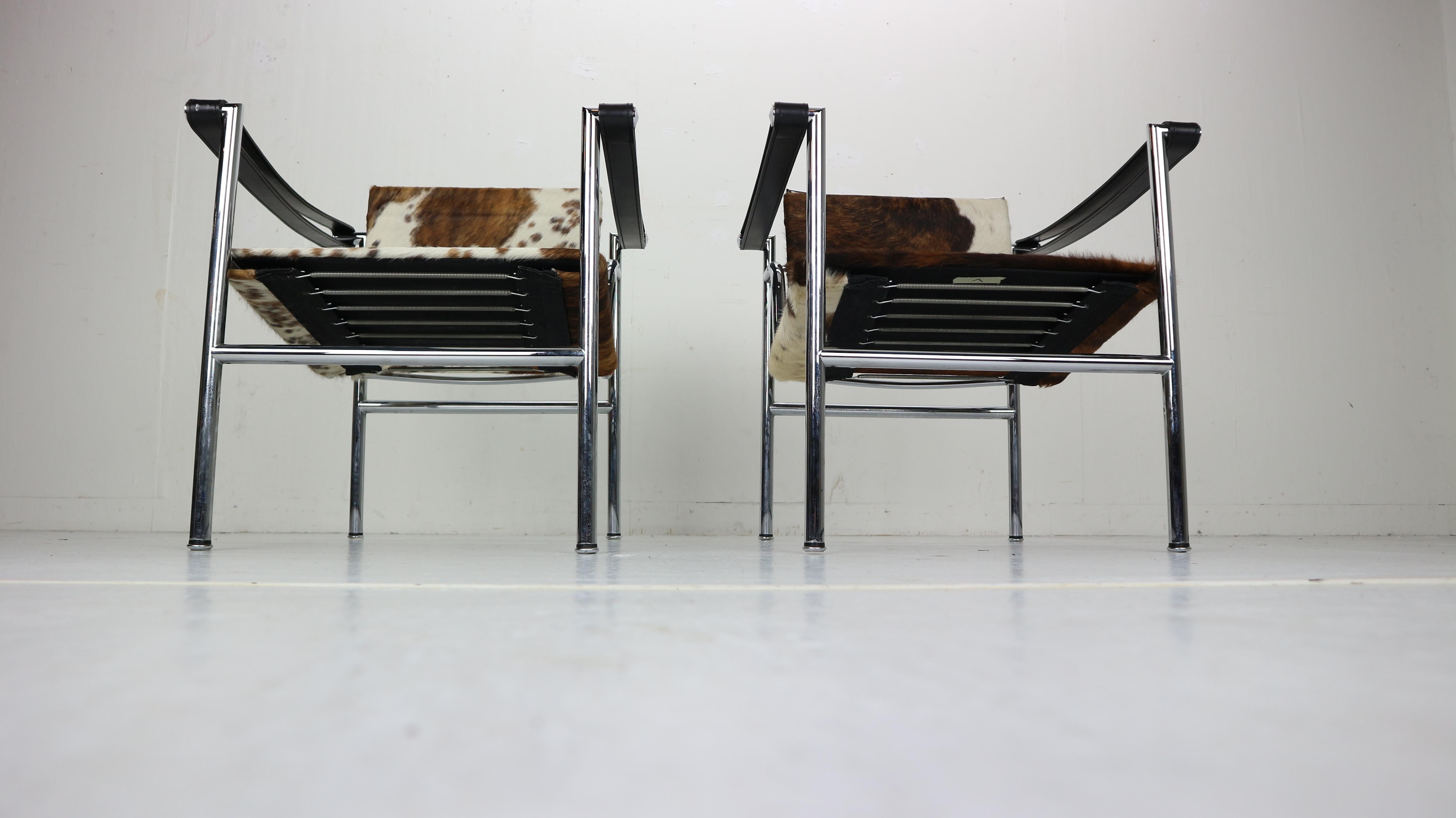 Set of 2 Pony Skin Armchairs Model, LC1 by Le Corbusier for Cassina, 1970s Italy 1