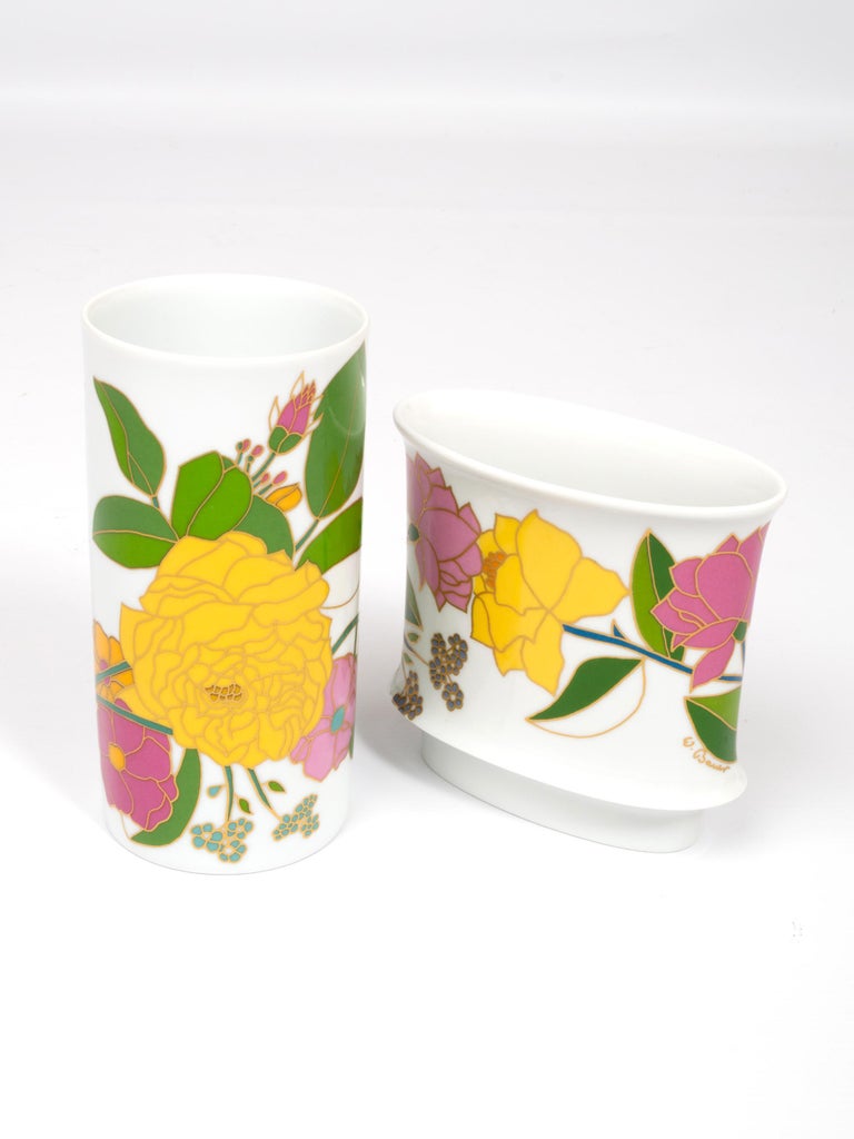 Set of 2 Porcelain Art Vases by W. Bauer for Rosenthal, Germany, circa