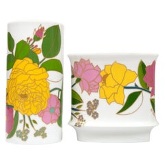 Juego de 2 jarrones artísticos de porcelana de W. Bauer para Rosenthal, Alemania, hacia 1970