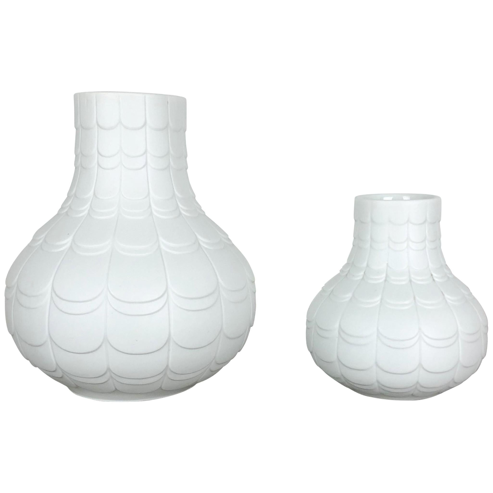 Set of 2 Porcelain Op Art "Abstract" Vase by Scherzer Bavaria, Germany, 1970s