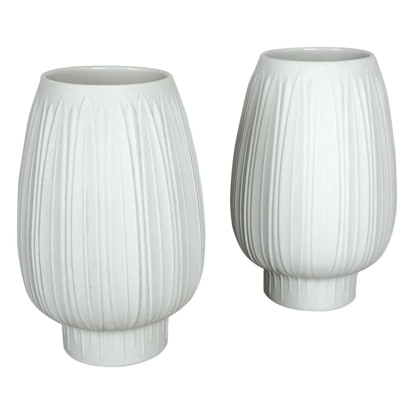 Set of 2 Porcelain Op Art "Artichoke" Vase by Heinrich Selb, Germany, 1970s