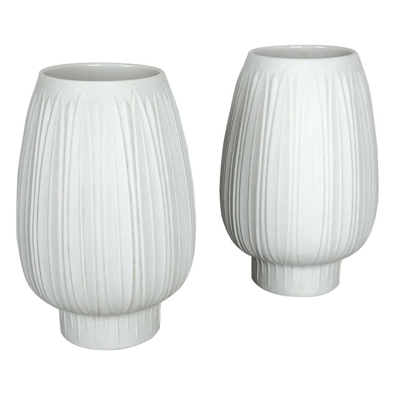 Set of 2 Porcelain Op Art "Artichoke" Vase by Heinrich Selb, Germany, 1970s For Sale