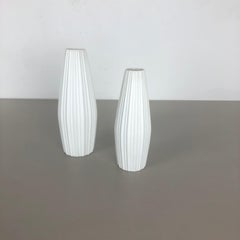Set of 2 Porcelain Op Art "LINES" Vase by Heinrich Selb, Germany, 1970s