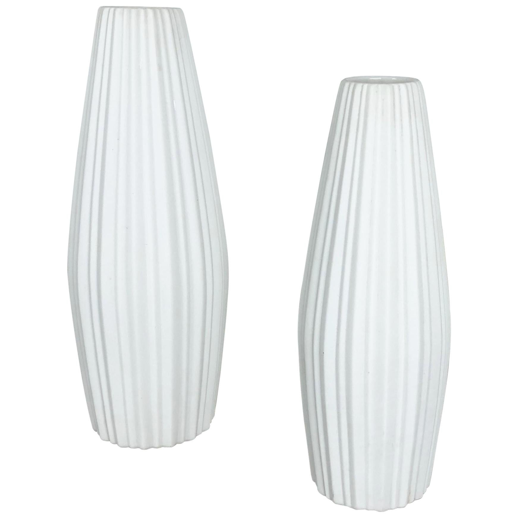 Set of 2 Porcelain Op Art "LINES" Vase by Heinrich Selb, Germany, 1970s