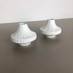 Set of 2 Porcelain Op Art "STONE" Vase by Heinrich Selb, Germany, 1970s