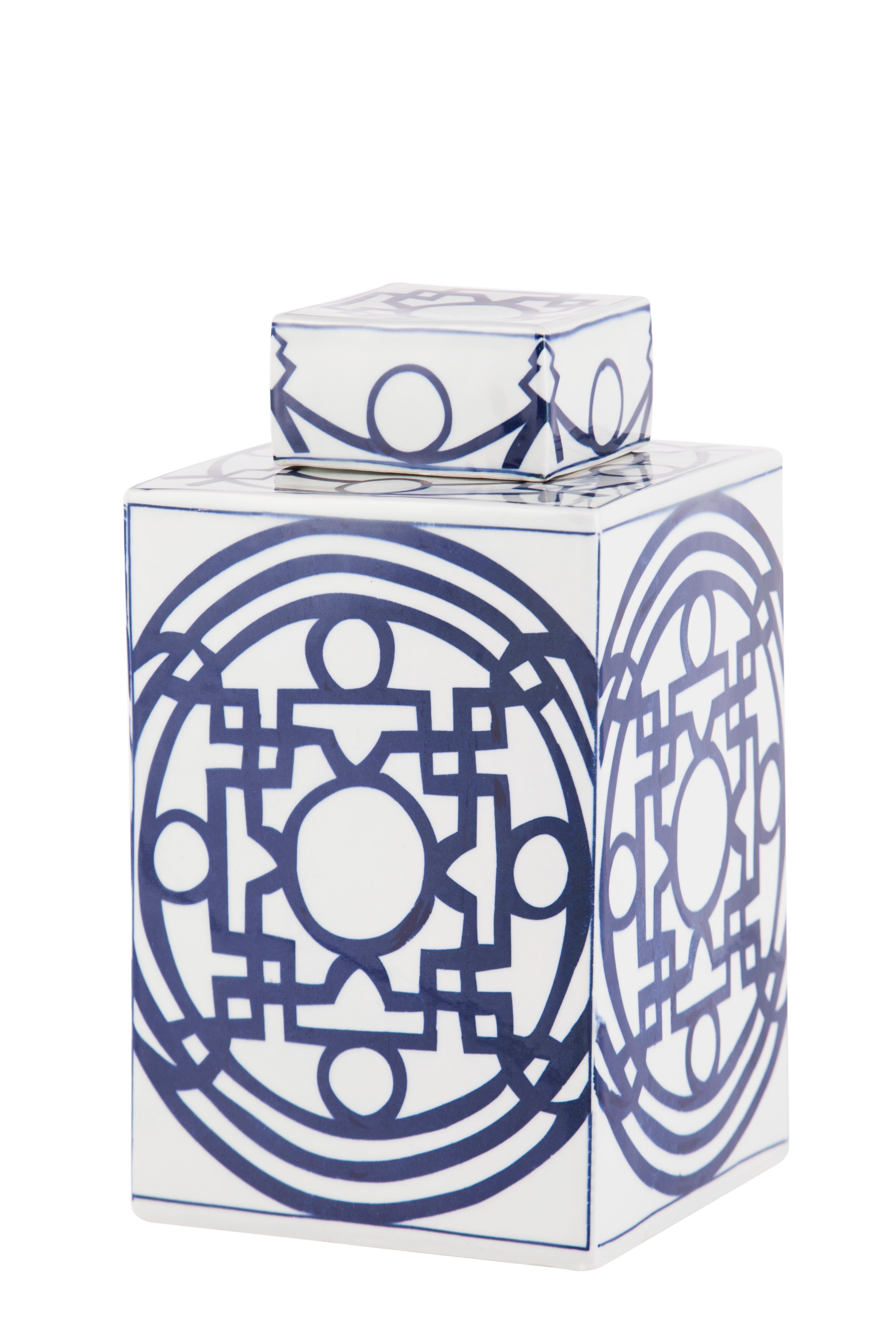 Set von 2 Porzellan Qing-Töpfen, blau und weiß, handgeformt und handbemalt (Portugiesisch) im Angebot