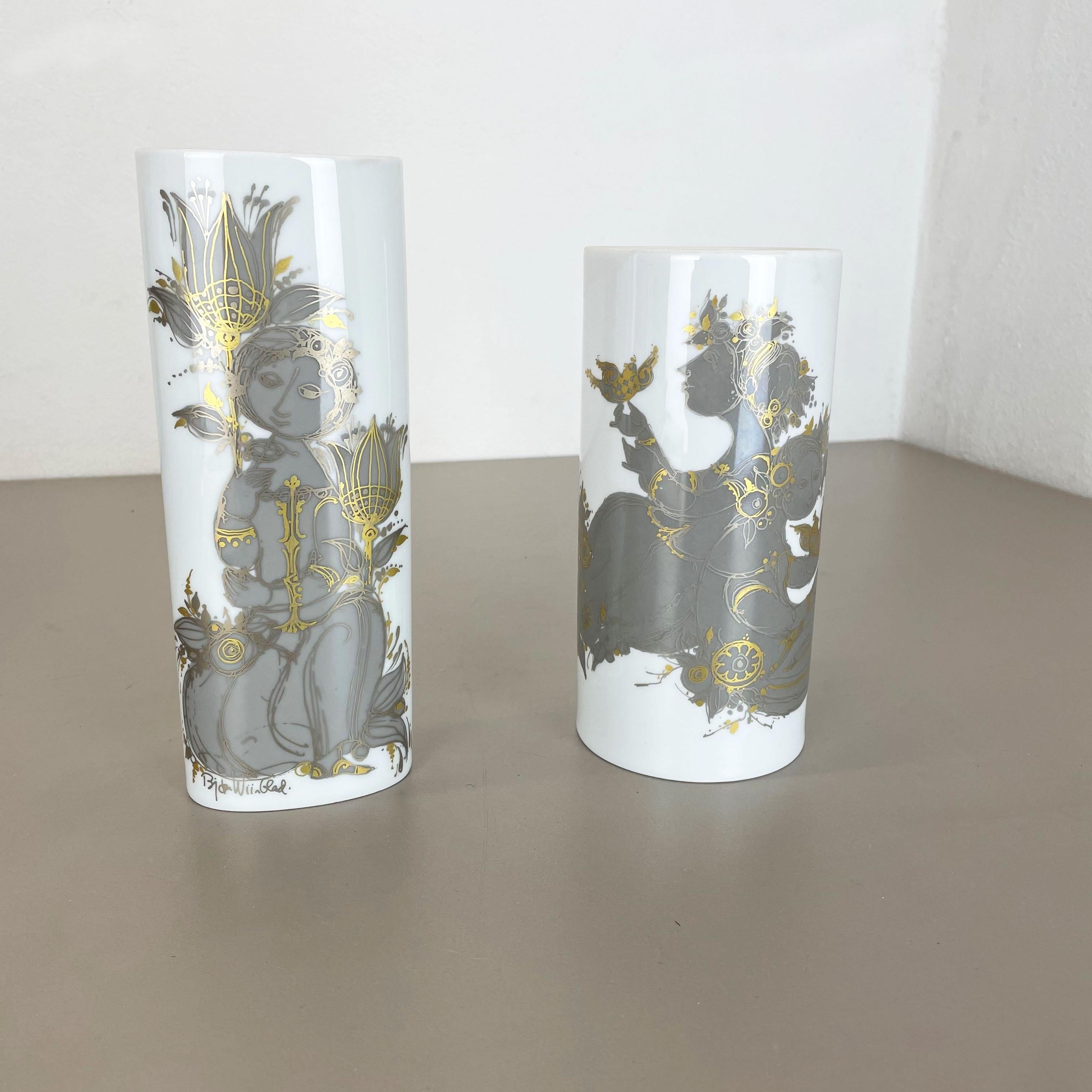 Article:

Op Art porcelain vases, set of 2


Producer:

Rosenthal, Germany


Designer:

Björn Wiinblad



Decade:

1970s





This original vintage Op Art vase set was produced in the 1970s in Germany by Rosenthal. It is made