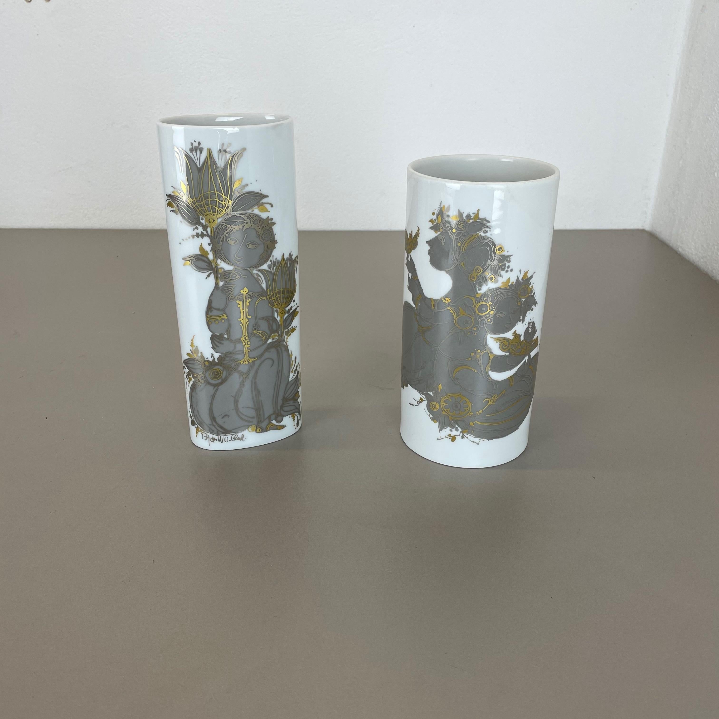 Mid-Century moderno Set di 2 vasi in porcellana di Björn Wiinblad per Rosenthal Studio A Line Germania 1970 in vendita